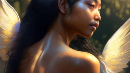 beautyfull asiatic woman, art by kiera malone , concept art modern photorealistic, in the style of , Artstation, sunlight, Unreal Engine sharp fine details trending on artstation reflections 4k ultra realistic post-processing A detailed illustration of a beautiful young female human with growing out of her back. Her skin, hair and face are all made of paint. Her wings are spread. Front view. Highly detailed flawless facial features and eyes. Abstract Oil painting splash art. White ba