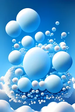 Islamic jQuery, made of small bubbles, in a cartoon style, above the pure blue and white clouds 8k resolution