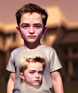 Robert pattinson toddler, full body, soft skin, dramatic lighting, hyper realistic