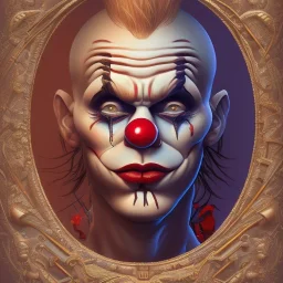 a clown in browns and reds refined and detailed painted by