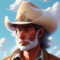 cowboy sherif face hat.intricate detail,.style by hayao miyazaki, by andrea bonelli,by Kilian Eng,by Ohrai,by milo manara, .