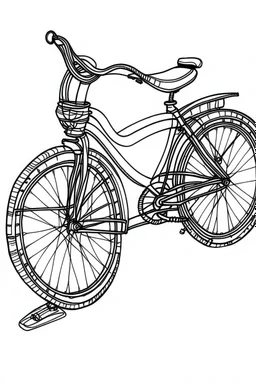 Outline art, no shading, , cartoon style, full power bicycle, black and white, low detail, --ar 9:11
