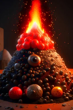Cookie volcano,unreal engine,artstation, detailed, digital painting, cinematic, pixar and hayao miyazaki, unreal 5, daz, hyperrealistic, octane rendering