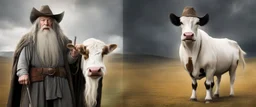 Gandalf as a cowboy, Gimli as a cow