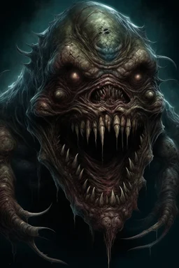 Dark fantasy colored art cover of a terrifying deformed monster, ultra realistic, high quality