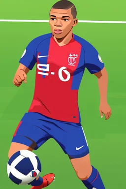 Kylian Mbappe French soccer player cartoon 2d