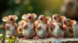 choir of cute little mice, singing, happy, hyperdetalization, premium photos, version 6.1