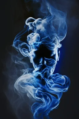 blue smoke in a shape of a smoke person