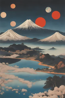 Richard Dadd, Hokusai, Surreal, mysterious, strange, fantastical, fantasy, Sci-fi, Japanese anime, elliptic curved surface, power and authority, sacred and profane, art and religion, elliptical Japan, Mt. Fuji and national style, national structure, detailed masterpiece