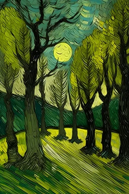 de maan schijnt door de bomen Van Gogh