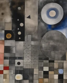 A gray celestial galaxy painted by Paul Klee