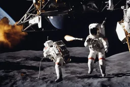 Apollo-15 astronaut David Scott demonstrates freefall on the Moon by dropping a feather and a hammer.