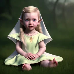 Galadriel toddler, full body, dramatic lighting, hyper realistic