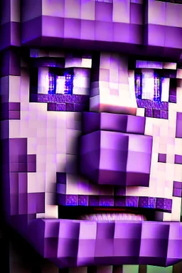 a close-up portrait of a purple Minecraft face, farmer, 3d, large pixel style