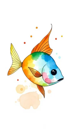 Create a fish with a smear . watercolor drawing fine line draw