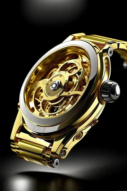 Request a dynamic image capturing the solid gold watch in motion, perhaps through a sweeping second-hand movement or by showcasing it on the wrist during an action-oriented moment.