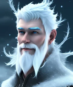 A portrait of jack frost,white and blue