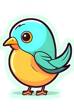 small cartoon bird, sticker, flat vector style