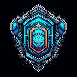 cyberpunk retro futuristic police badge for comics