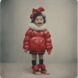 Minnie mouse, red, autochrome, plastic puffy jacket