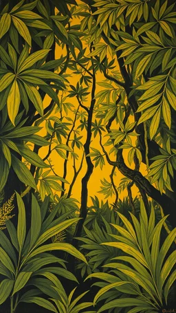 A dark yellow olive jungle painted by Henry-Robert Brésil