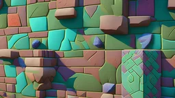 Wall texture inspired by Ghibli's visual style, with designs and colors that evoke his most iconic films, such as The Wind Rises or Princess Mononoke. Highly detailed and with different areas of color and patterns, for use in 3D renderings or graphic designs