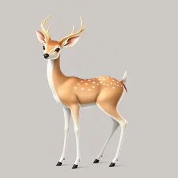 full body of a bald adult white tail deer, proud, chest out, tail upward, on flat background, in the style of 'My Little Pony' and Bambi, fantastic lighting, no spots