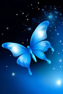 Light blue butterfly and star sky