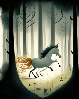 A centaur majestically galloping through the dense forest in the style of Doug Hyde , fantastical landscape, soft strokes , mythology portrait, classic illustrated digital design