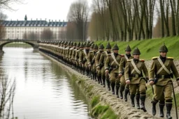 French Army marching next to river