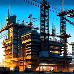 cyberpunk retro futuristic construction crain for comics