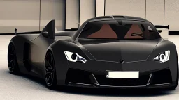 Gorgeous and expensive, black sports car with a big, black front grill, realistic, stylish