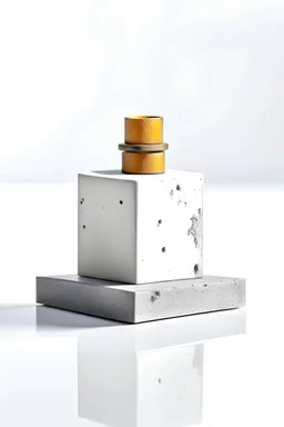 perfume with reinforced concrete on a white background