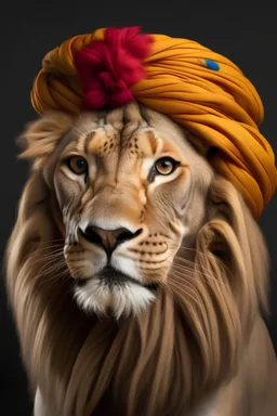 lion wearing turban