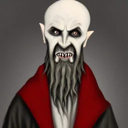 Nosferatu with tentacle beard grey skin and vampire fangs as a Russian Orthodox