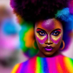 full body shot, masterpiece, best quality, family of three, dark skinned, sparkling eyes, fluorescent skin, colorful makeup, afro, highly detailed body, afrofuturism, scifi, sun light, 4K, RAW, depth of field, high contrast, realistic details, 24mm