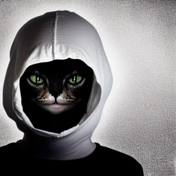 Creepy photo, balaclava, alien, lady, dancing cat