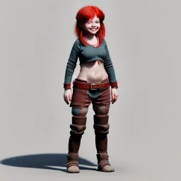 Full body Red hair halfling girl