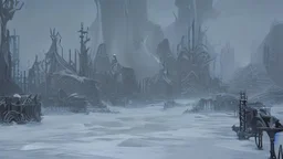 This area is a graveyard where creatures that have died from extreme cold. Each creature is encased in a thick coat of ice, preserving its remains.