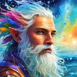 A face portrait of a water wizzard named Aimpion; masterpiece; high-quality; high-relosution; digital art; digital painting; bright colors; focus on face; face; face portrait; profile picture