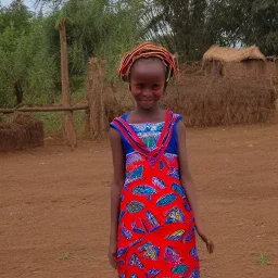 Girl with amazing Ethiopian traditional clothes in farming area playing