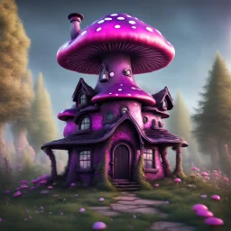 A funny floating mushroom house in space. neutral colors, black purple pink, Detailed gloss Painting, rich color, fantastical, intricate detail, splash screen, hyperdetailed, insane depth, concept art, 8k resolution, trending on Artstation, Unreal Engine 5, color depth, dynamic lighting, splash art, dramatic, masterpiece, excellent quality beautiful Imaginative, unique,