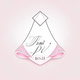 Create a logo with the name Deniz Boutique, inspired by diamond dresses, with the symbol of the dress, baby pink