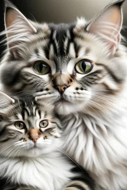 Generate an image of beautiful cats with baby who look real enough