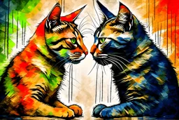 abstract art of pain of losing two pet cats