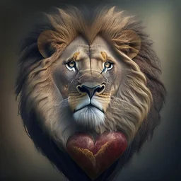 realistic lion heart