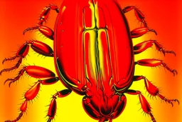 An orangish red fire elemental beetle painted by Andy Warhol