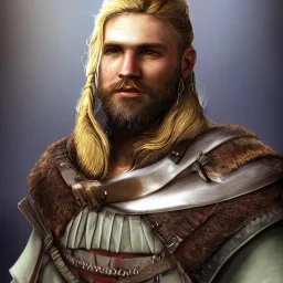 Portrait of handsome male viking warrior like Eivor from Assassin's creed valhalla