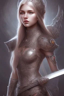 highly detailed, beautiful, young woman, sword