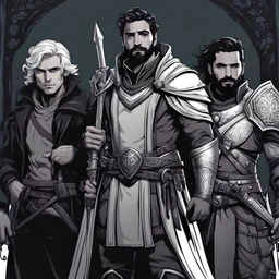 Gay couple Oscar Isaac druid/warlock/necromancer and Paul Rudd rogue/paladin, Dungeon and Dragon style, fantasy, Modern comic style, concept art, gachi game style